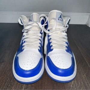 Nike Kids White and Royal Blue High-Top Sneakers